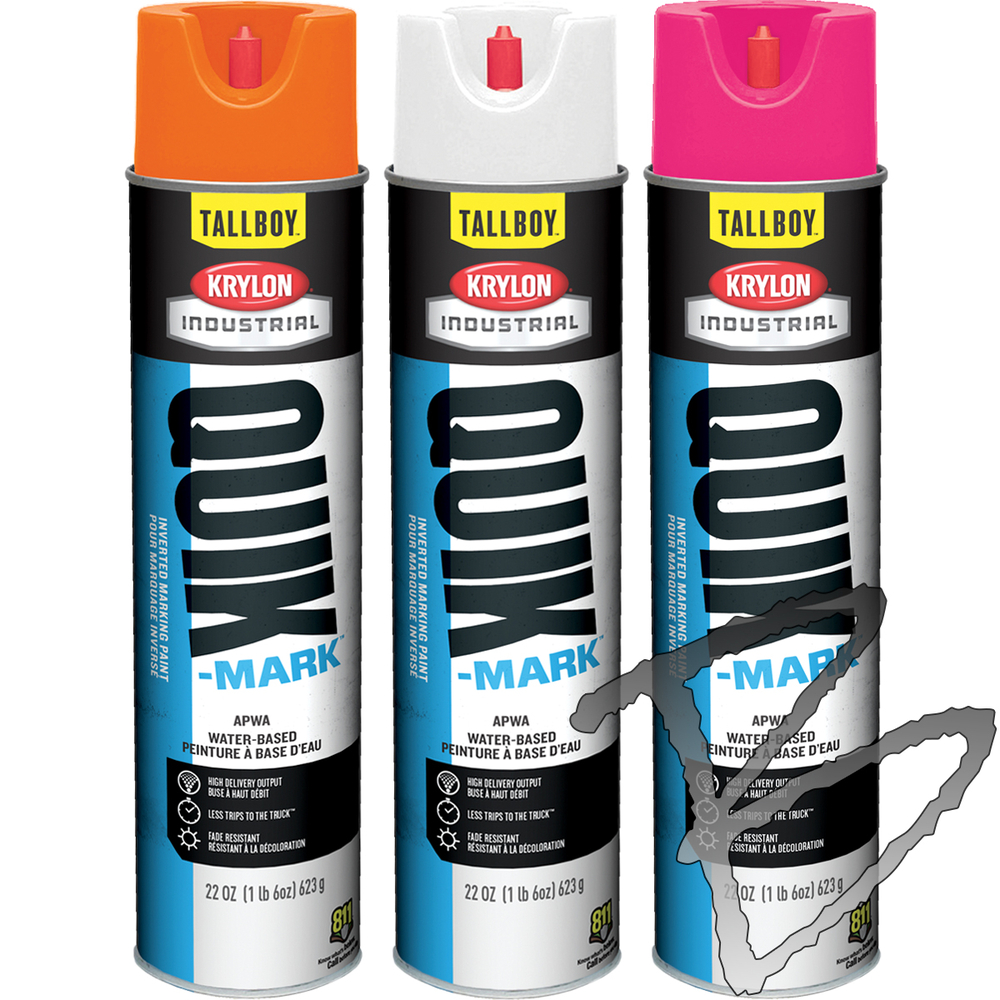 Quik-Mark Water-Based Inverted Marking Paint, Utility Yellow