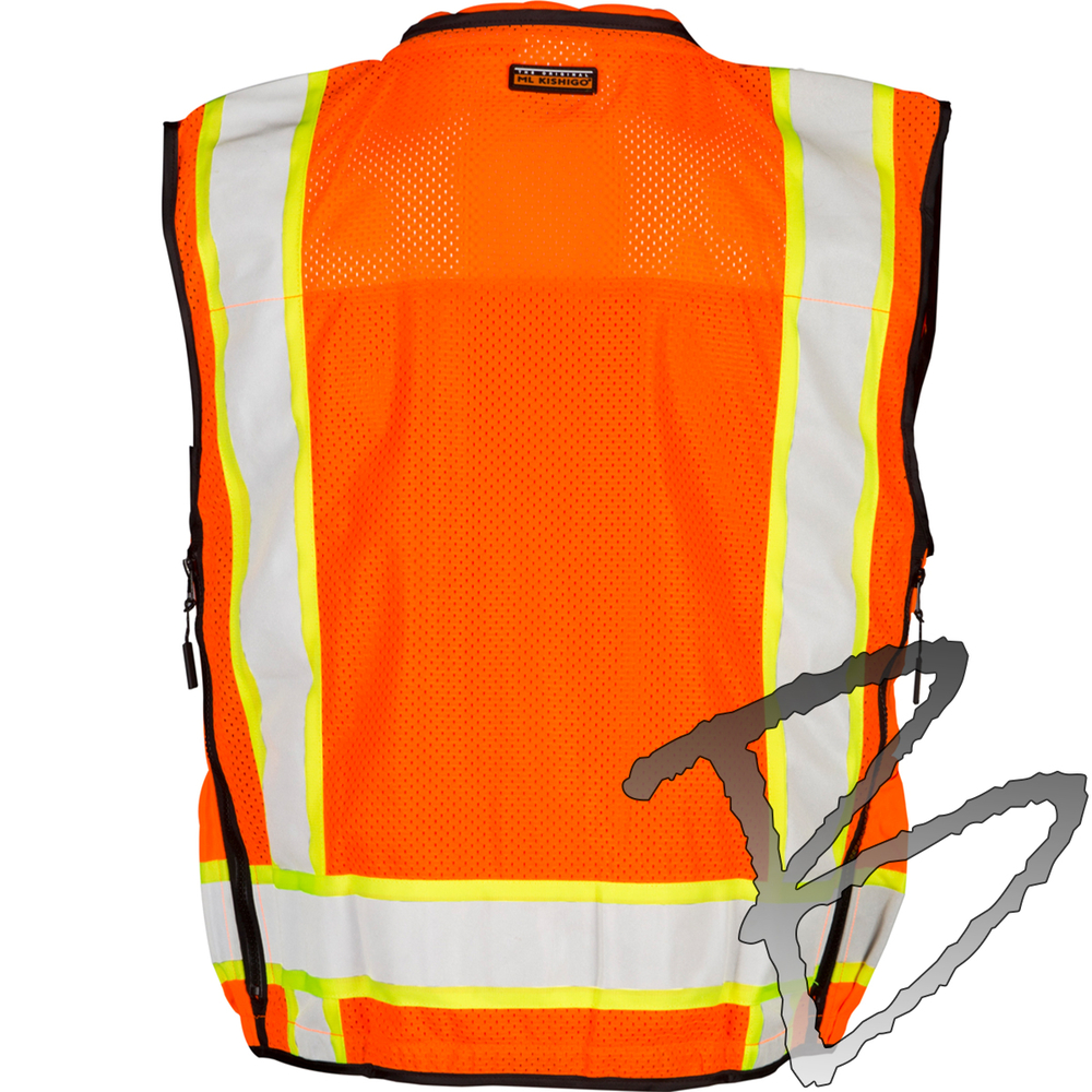 Kishigo Professional Surveyors Class 2 Vest, Orange | ANSI Class II Vests