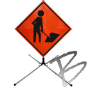 Image Dicke Safety Products Super Bright Reflective Roll-Up Road Signs, Complete