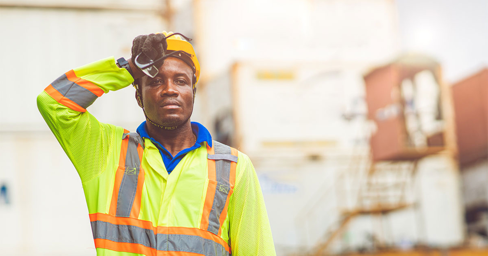 worker sweating on job site