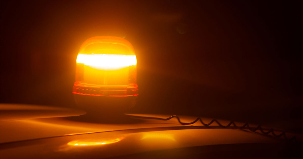 Light on top of emergency vehicle